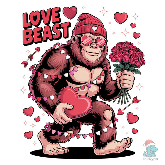 Funny Bigfoot Love Beast Valentine - DTF Transfer