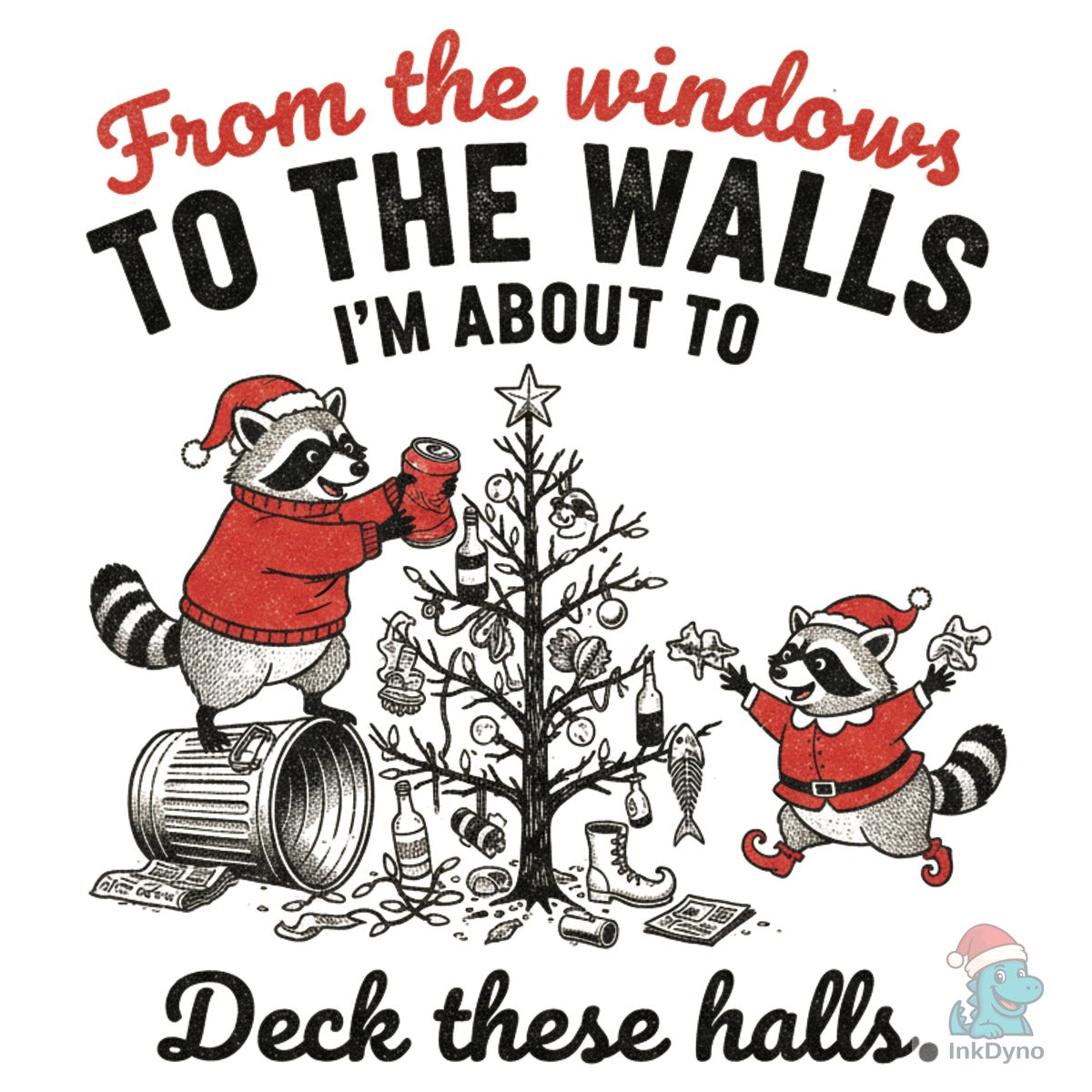 Funny Raccoon Retro Christmas Shirt