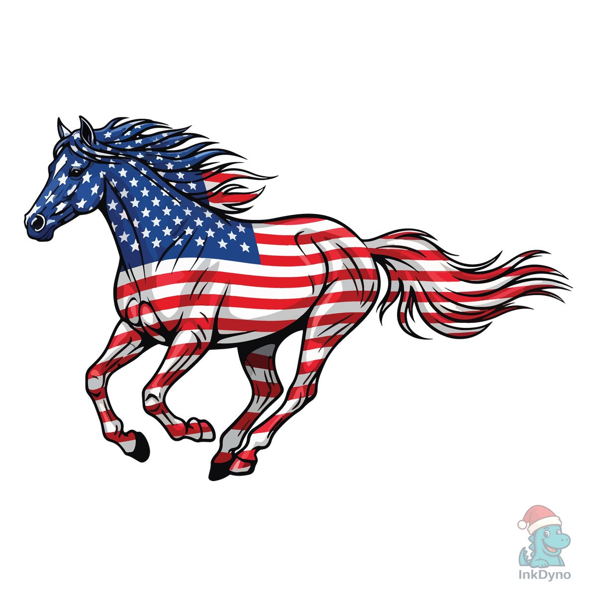 American Flag Horse Running Vector