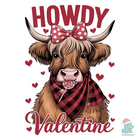 Howdy Valentine Highland Cow Cute - DTF Transfer
