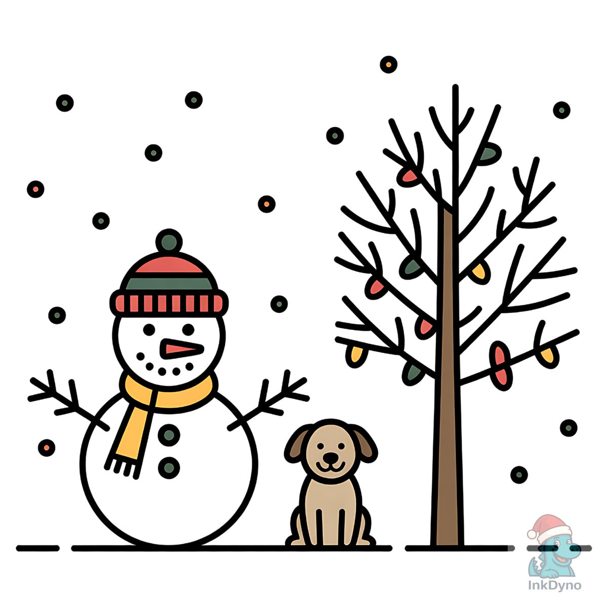Snowman Dog Simple Winter