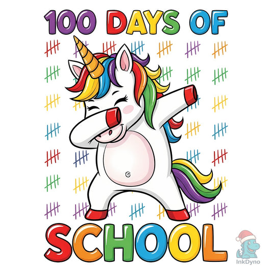 100 Days of School Unicorn Dabbing - DTF Transfer