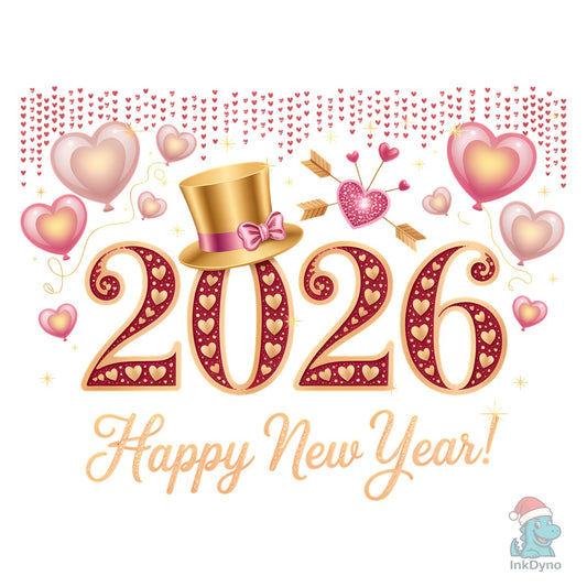 2 Glitter Happy New Year 2026 - DTF Transfer