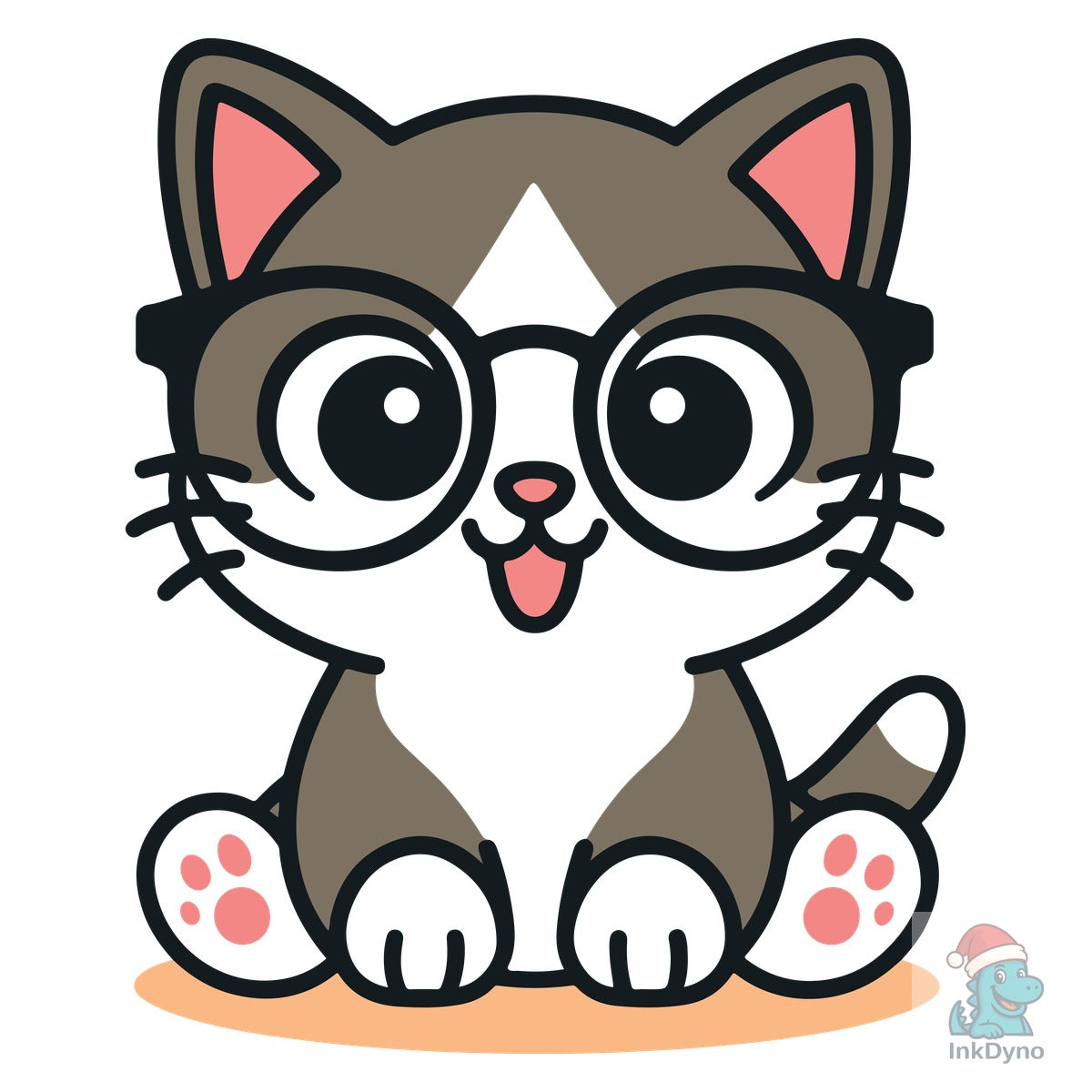 Cute Cat with Glasses Design