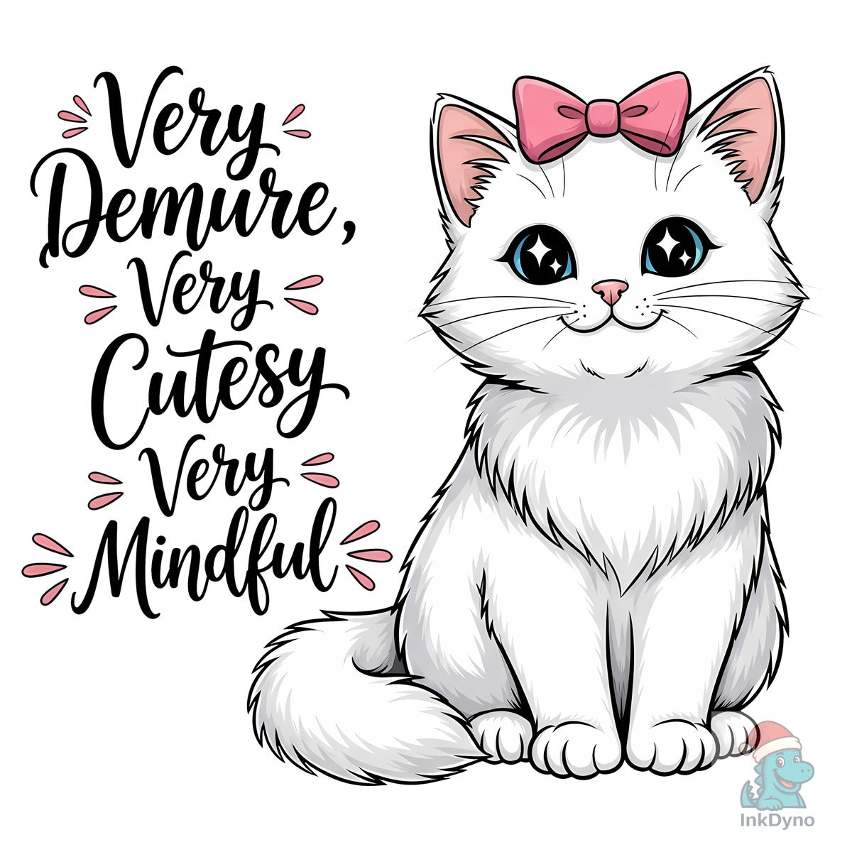 Cute White Kitten with Pink Bow