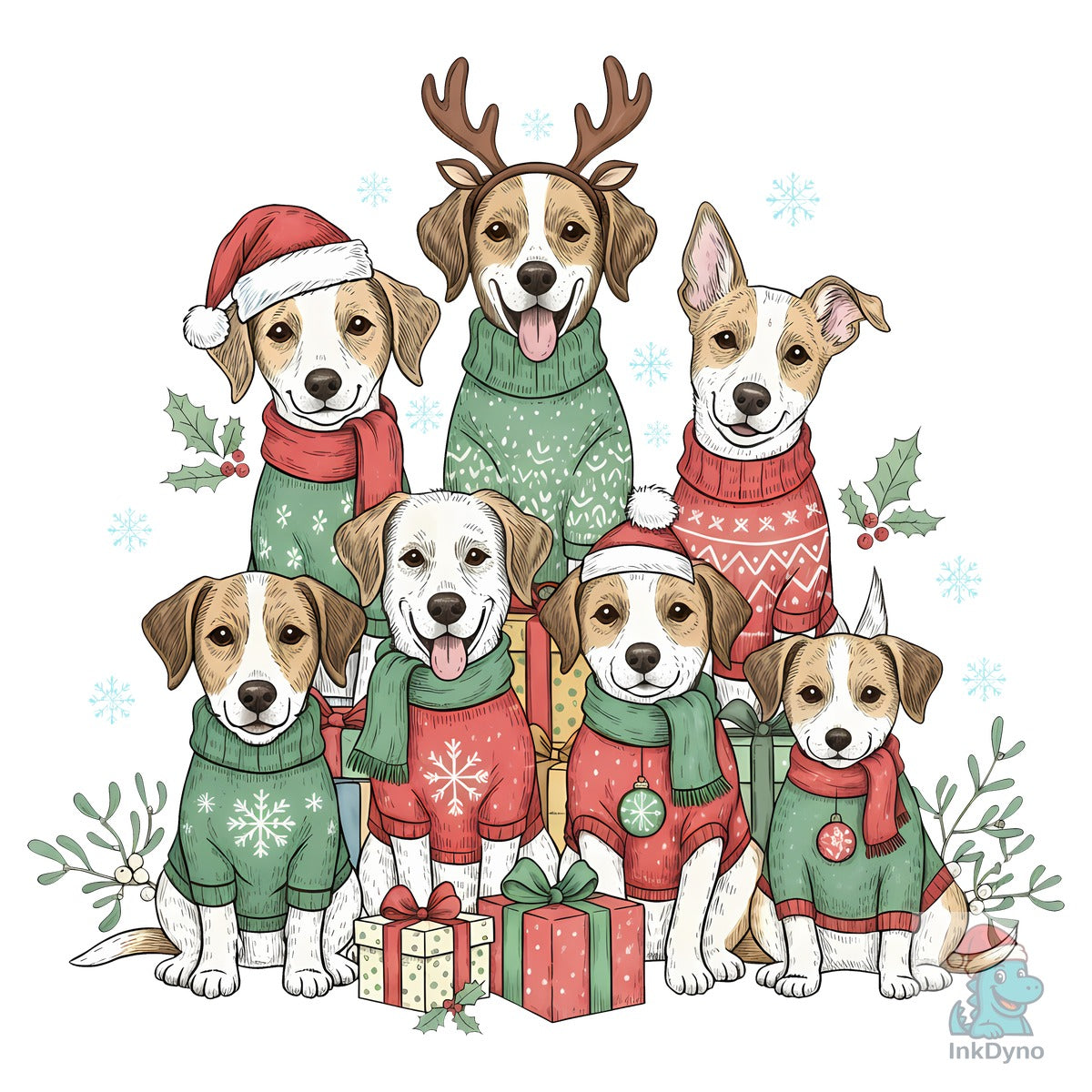 Christmas Dogs in Sweaters