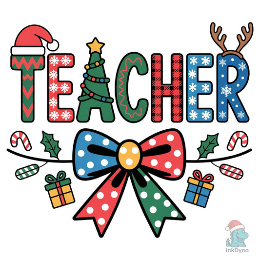 Christmas Teacher Colorful Holiday - DTF Transfer