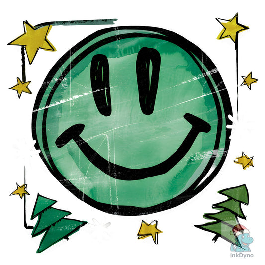 Floral Christmas Smiley Face - DTF Transfer