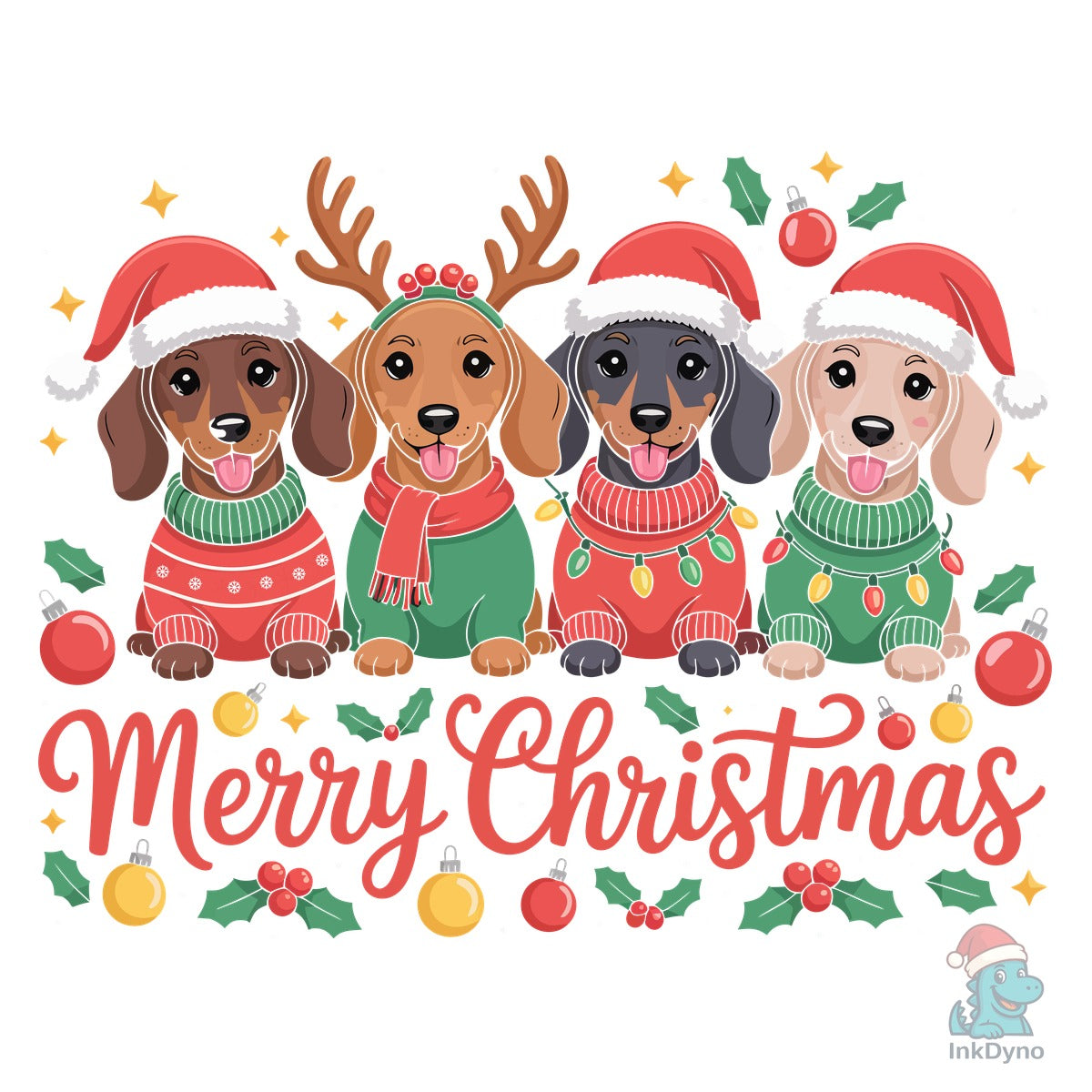Merry Christmas Dachshund Dogs