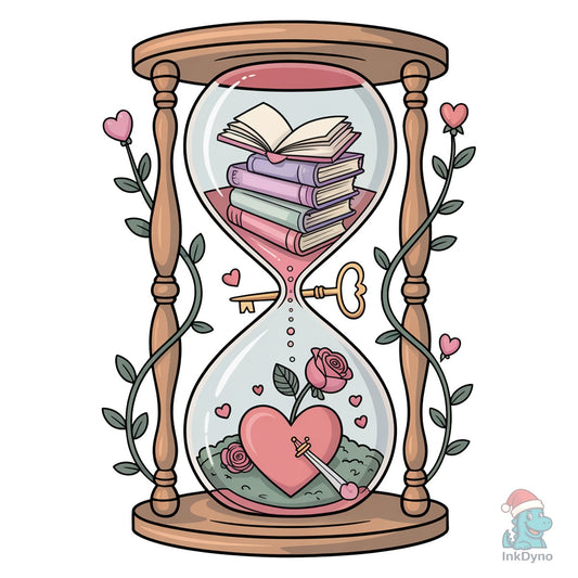 Romantic Reading Time Hourglass - DTF Transfer