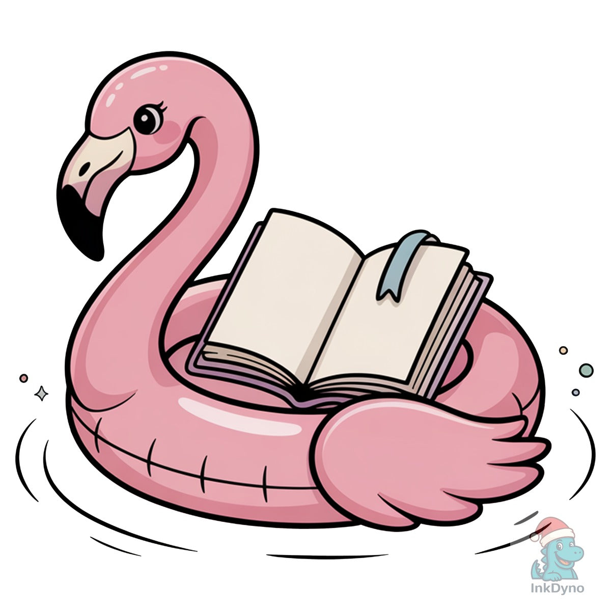 Cute Book Lover Floating Flamingo