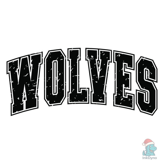 Retro Wolves Distressed Wolve Varsity - DTF Transfer