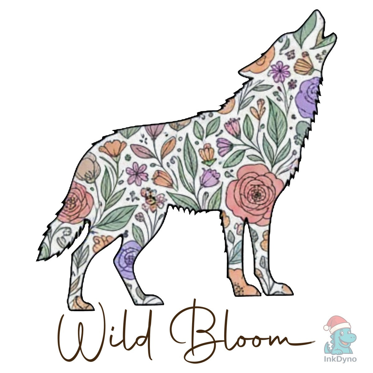 Wild Bloom Floral Wolf