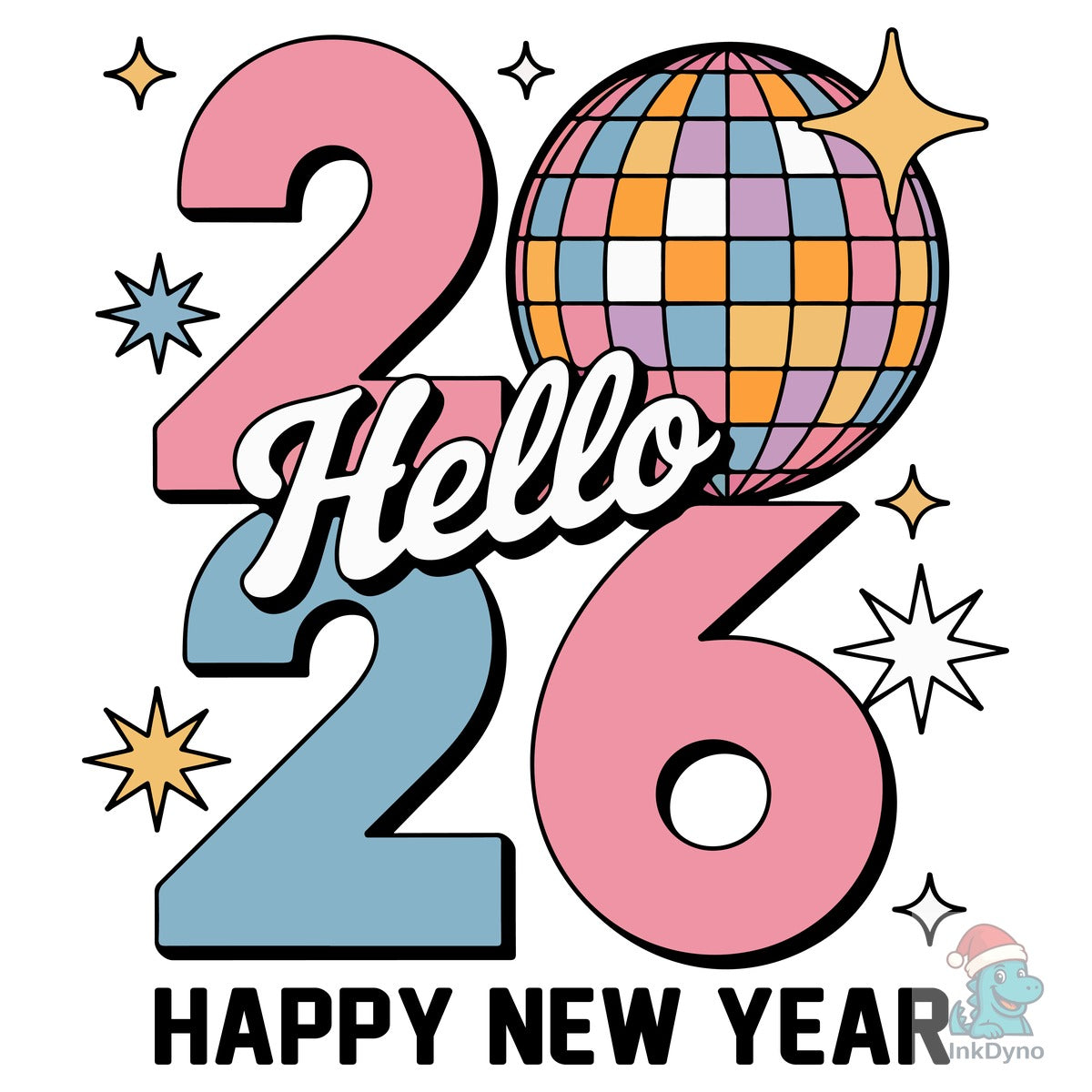 Happy New Year 2026 Disco Ball