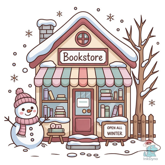 Winter Bookstore Cute Snowy - DTF Transfer
