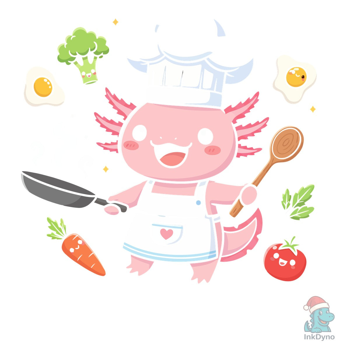 Cute Chef Axolotl Cooking T-Shirt Design
