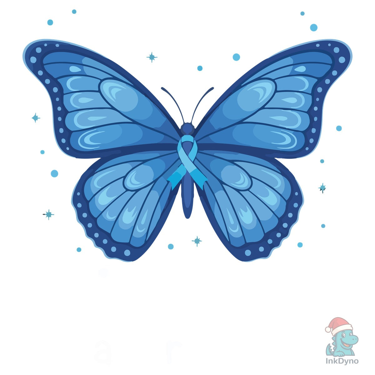 Diabetes Awareness Blue Butterfly and