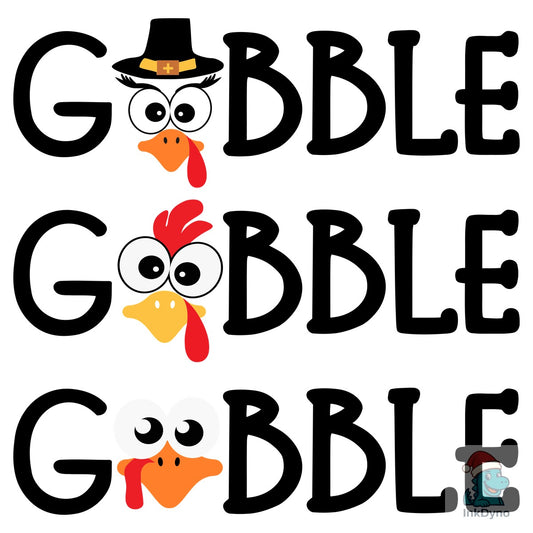 Gobble Gobble Gobble Turkey Faces for O - DTF Transfer
