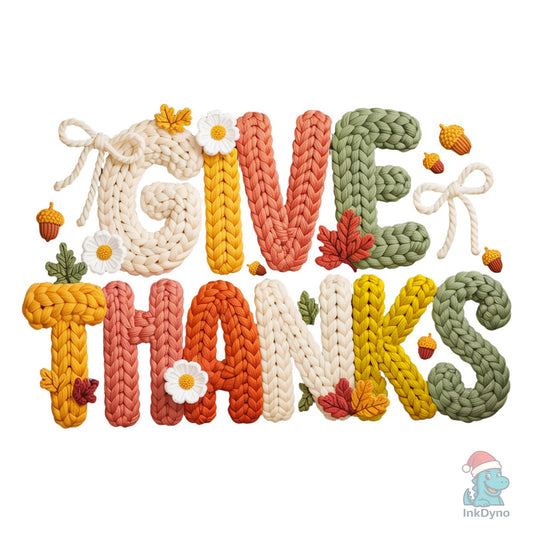 Preppy Give Thanks Faux Yarn Fall - DTF Transfer
