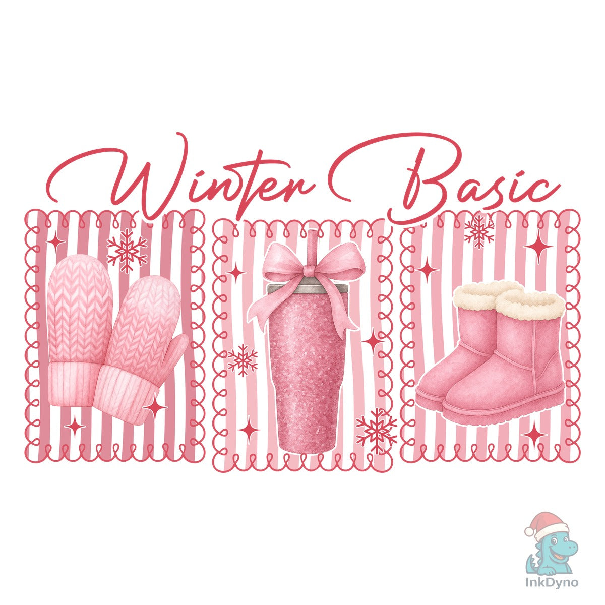 Winter Basic Pink Cozy Mittens Boot