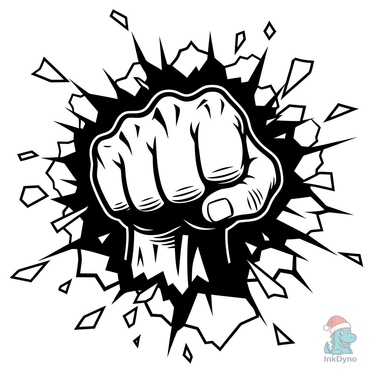 Punch Fist Breaking Wall Vector