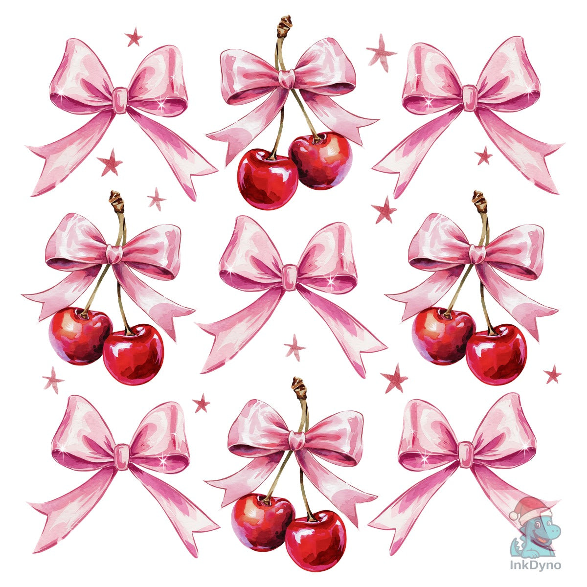 Pink Bow Cherry Pattern Valentine