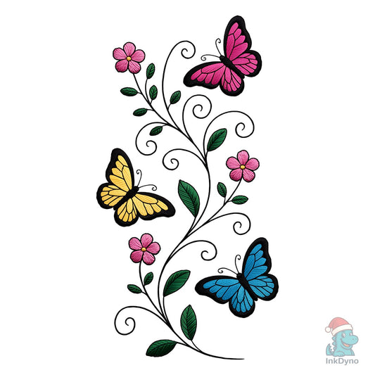 Butterflies and Flowers Embroidery - DTF Transfer