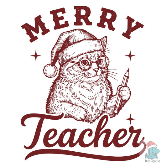 Merry Teacher Vintage Christmas - DTF Transfer