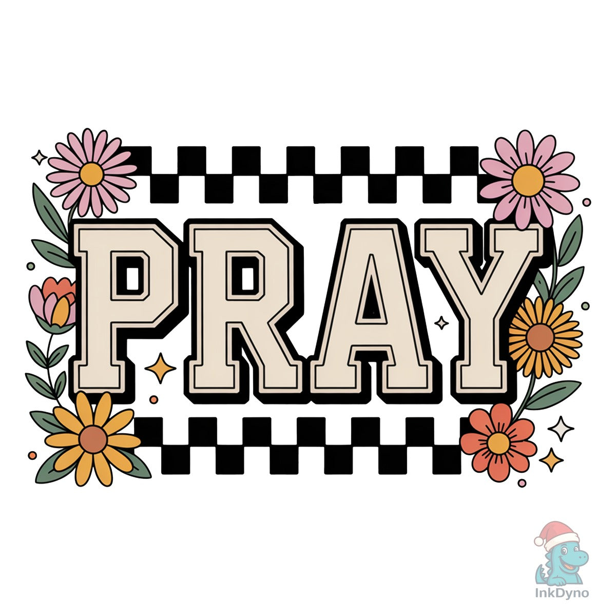 Vintage Checkered Pray Worship