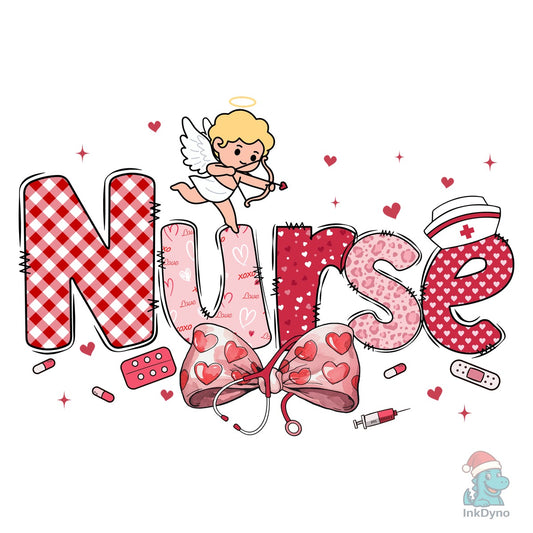 Valentine Nurse Cupid Heart Bow - DTF Transfer