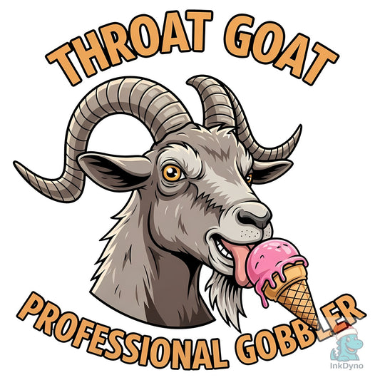 Funny Goat Eating Ice Cream Cartoon - DTF Transfer