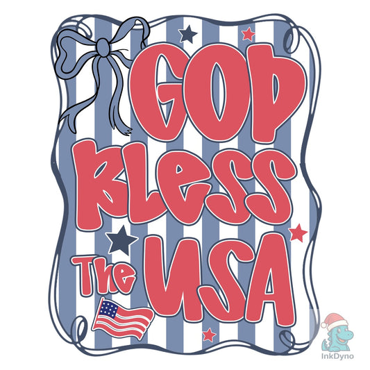 Preppy God Bless the USA Coquette - DTF Transfer