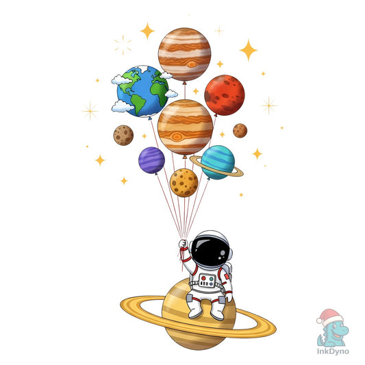 Astronaut with Planet Balloons - DTF Transfer