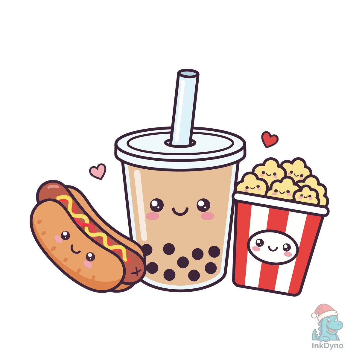 Cute Boba Popcorn & Hotdog