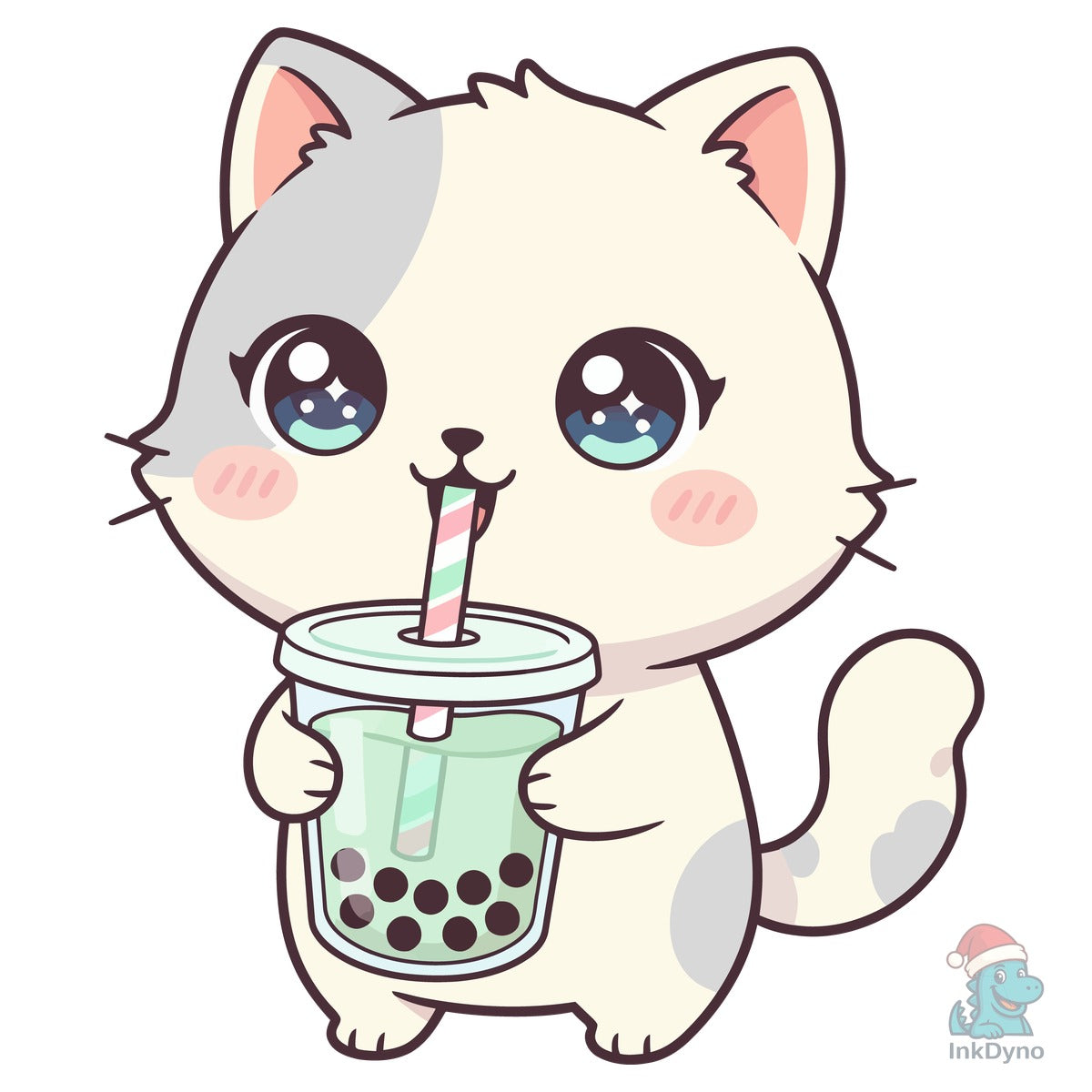 Kawaii Kitty Bubble Tea T-Shirt Design