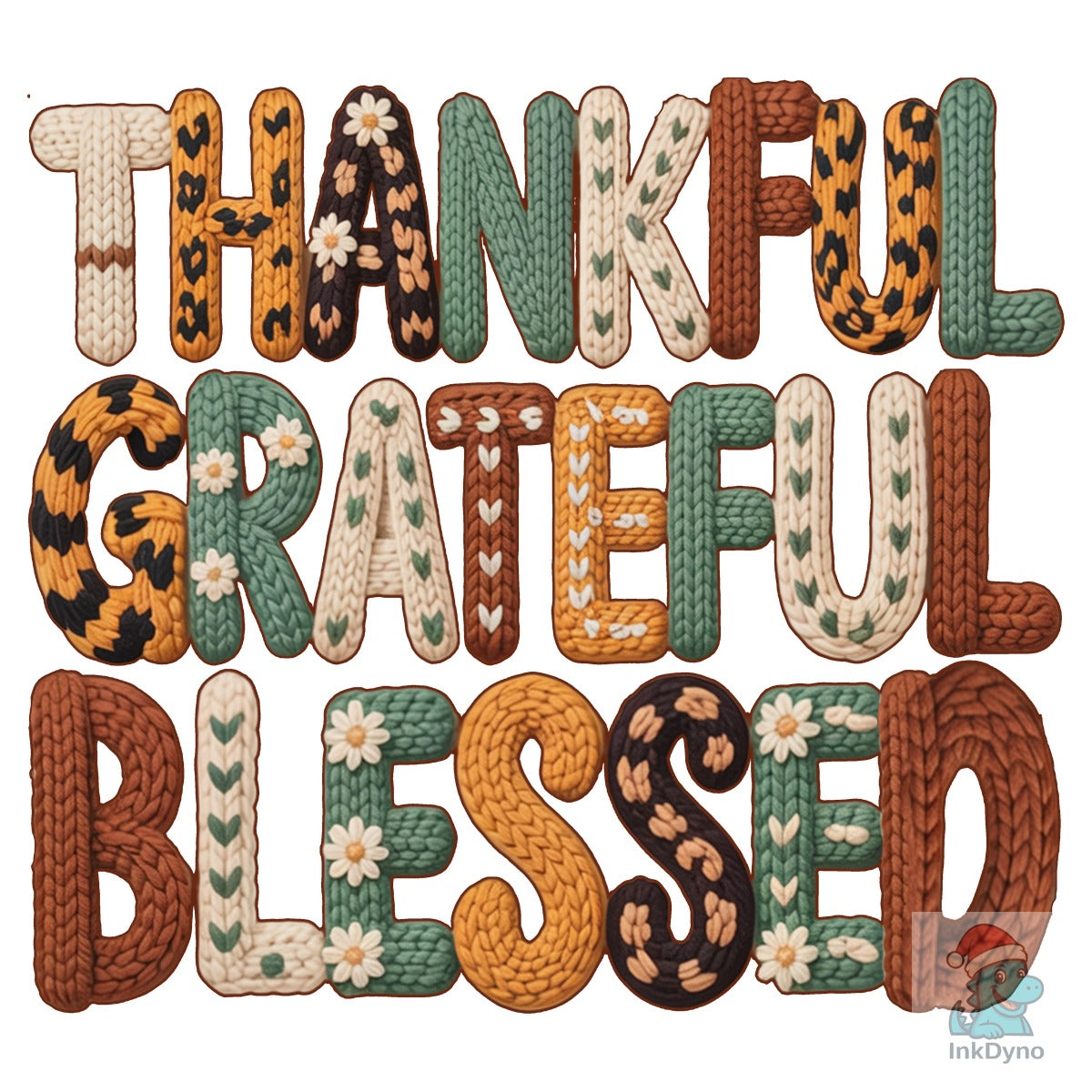 Thankful Grateful Blessed Yarn Letters
