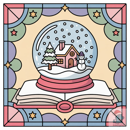 Snow Globe on Book Holiday Design - DTF Transfer