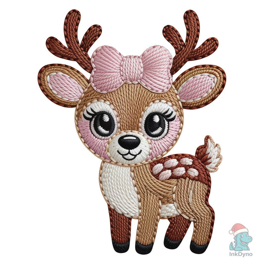 Faux Yarn Deer Embroidery - DTF Transfer