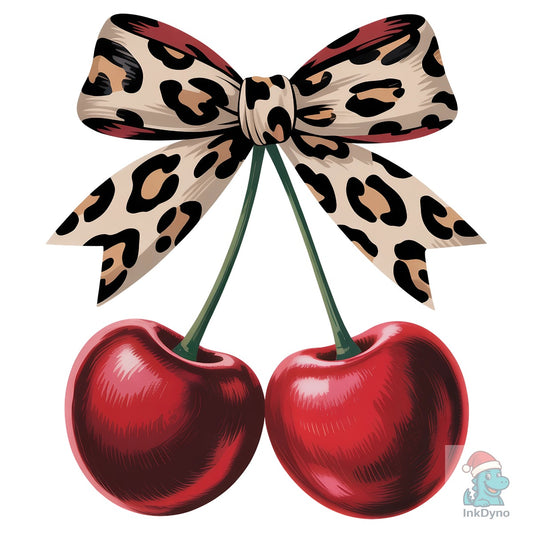 Cherry Bow Design Leopard Coquette - DTF Transfer