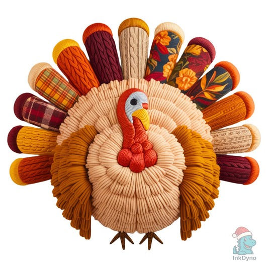 Cozy Turkey Embroidery Thanksgiving - DTF Transfer