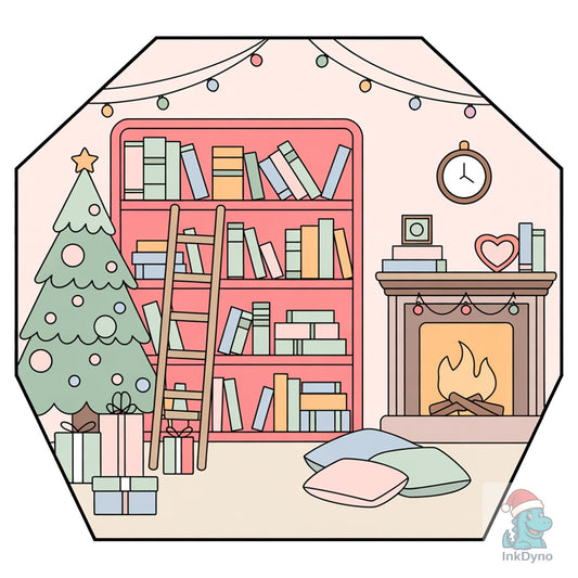 Pink Christmas Cozy Library Book - DTF Transfer