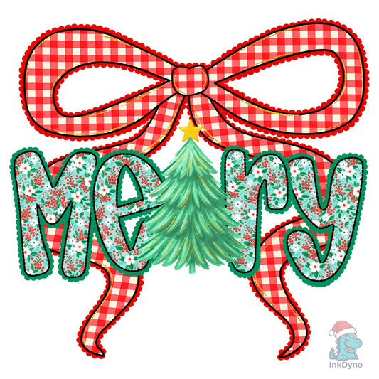 Preppy Coquette Merry Christmas Floral - DTF Transfer