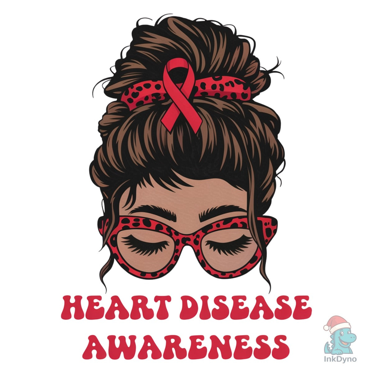 Heart Disease Awareness Messy Bun