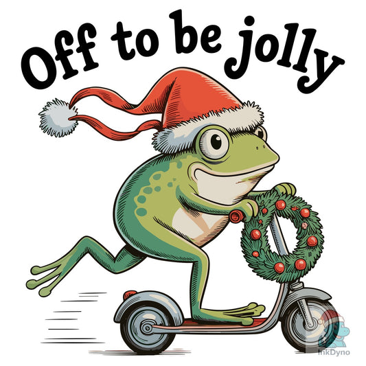 Off to Be Jolly Christmas Xmas Frog - DTF Transfer