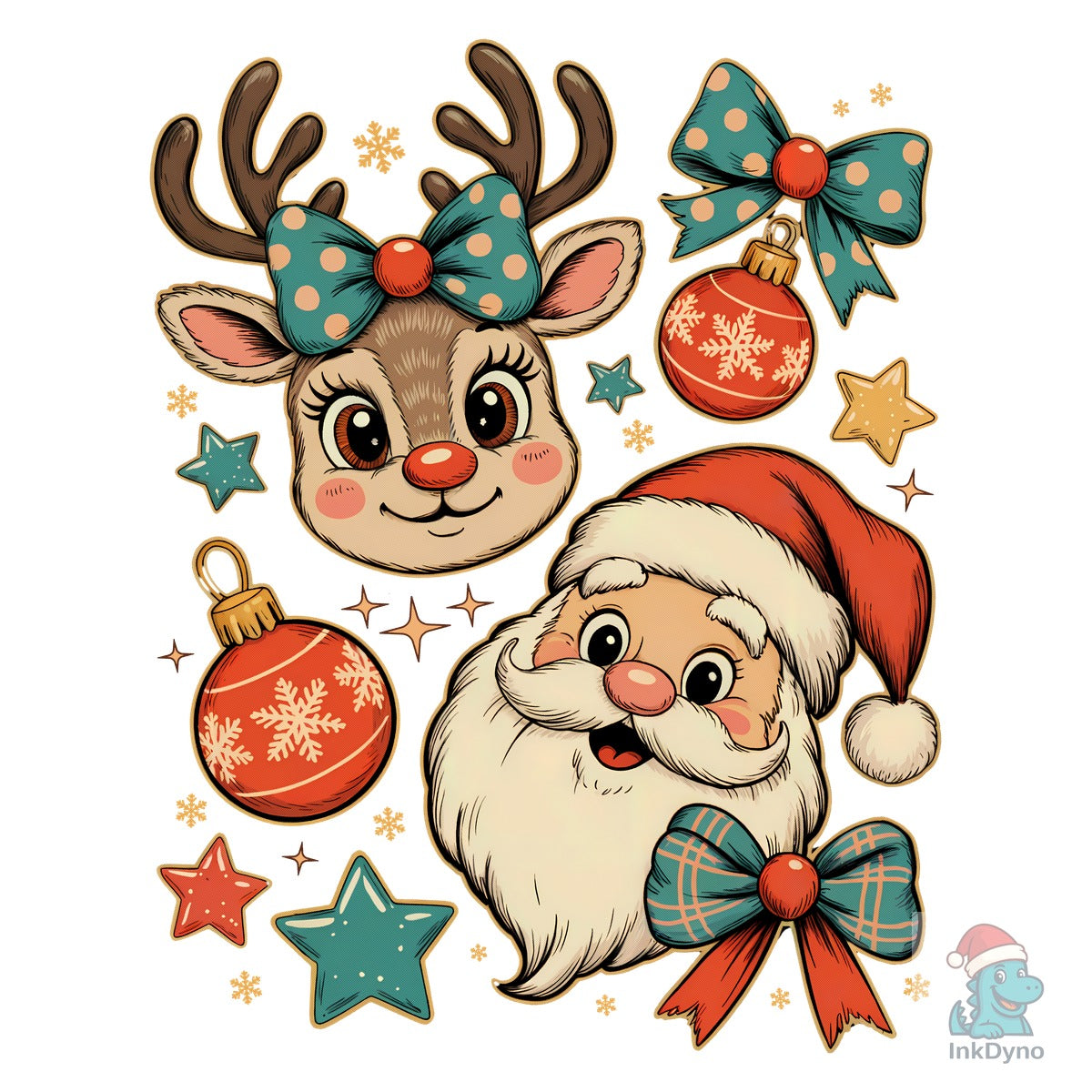 Preppy Christmas Santa Reindeer
