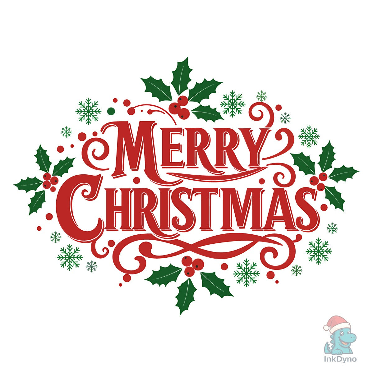 Vintage Merry Christmas Holly Design"