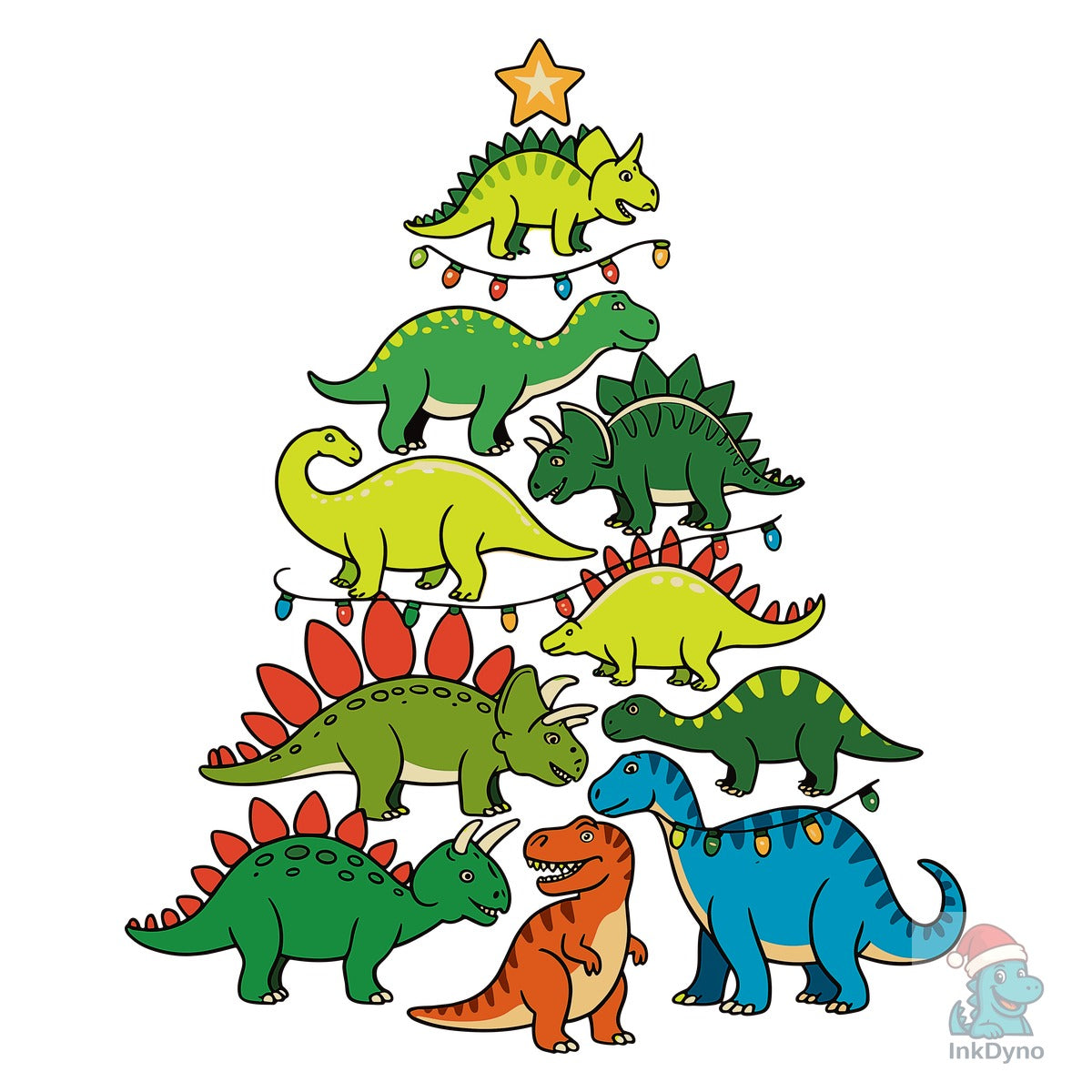 Christmas Dinosaur T Rex Tree Xmas
