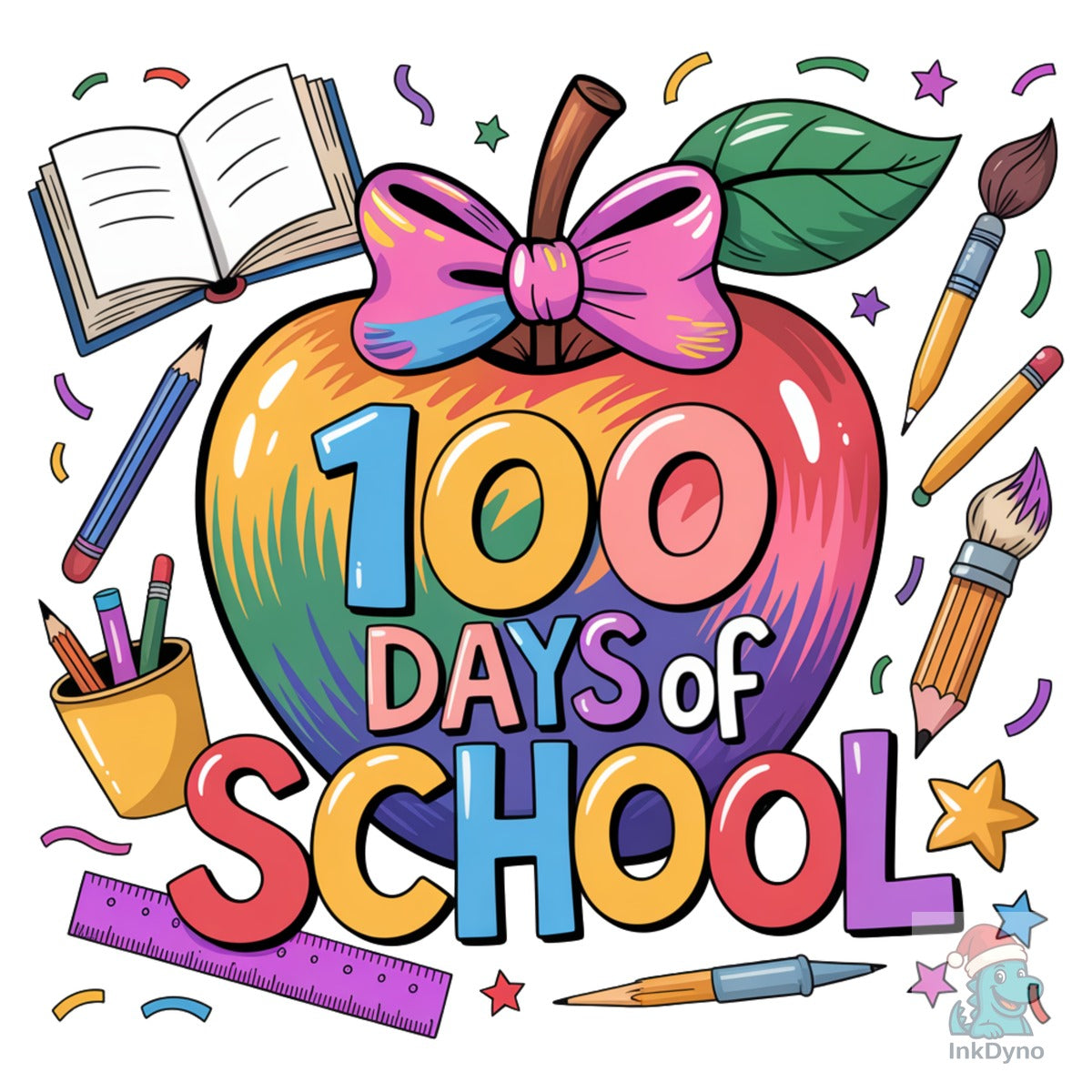 100 Days of School Rainbow Apple