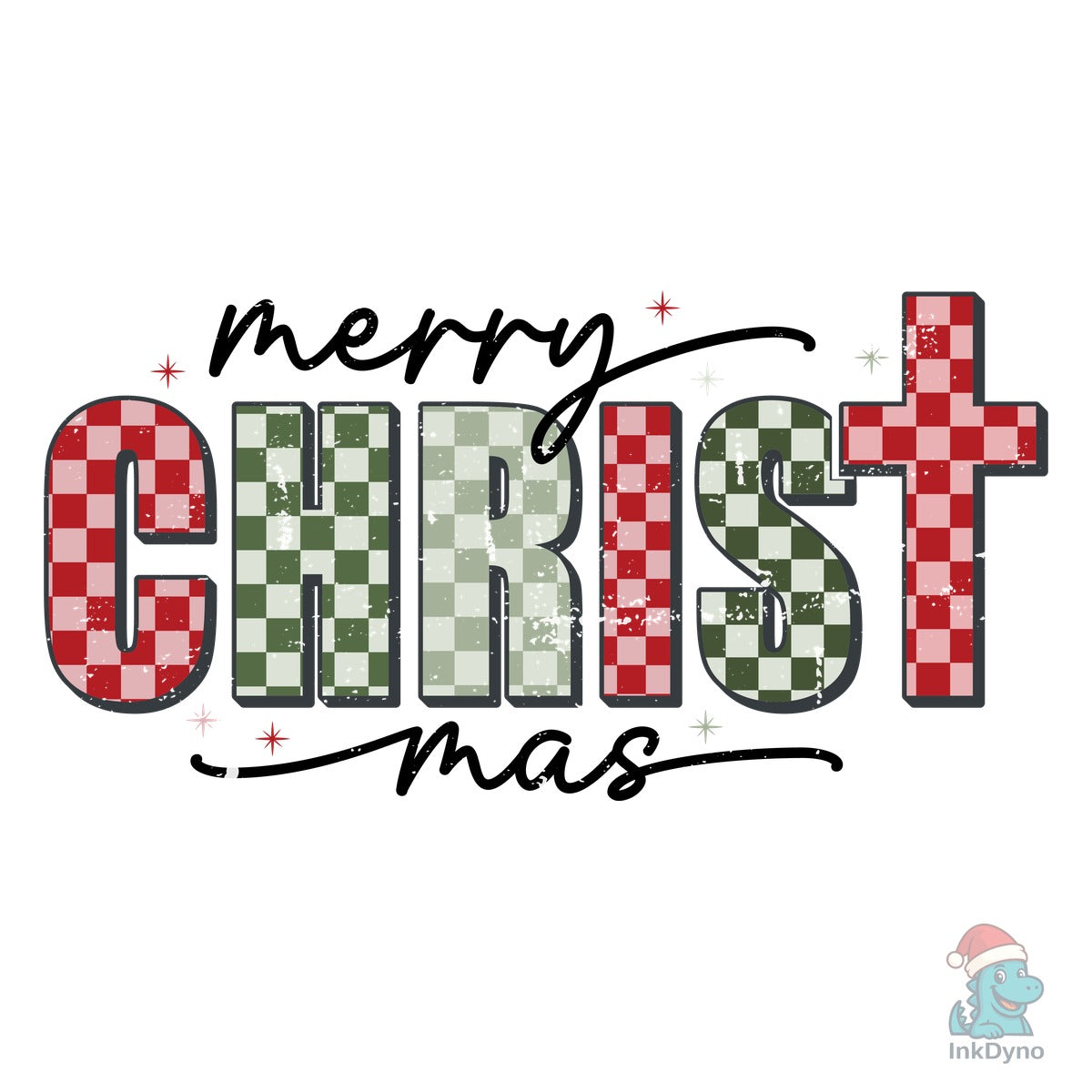 Merry Christmas Cross Plaid Checker