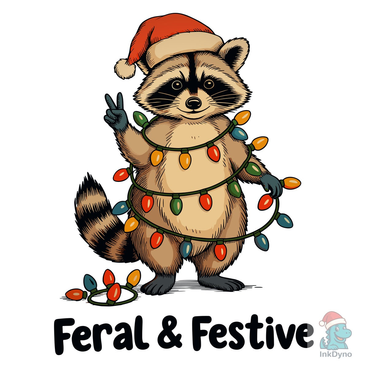 Feral and Festive Raccoon Christmas